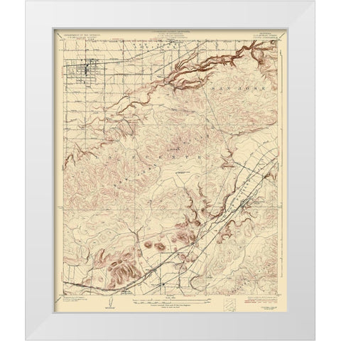 Covina California Quad - USGS 1927 White Modern Wood Framed Art Print by USGS
