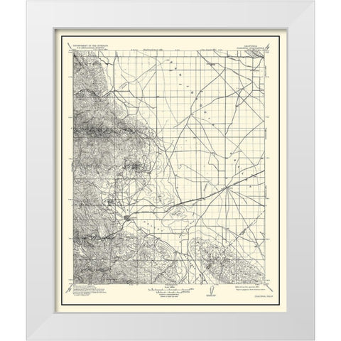 Coalinga California Quad - USGS 1912 White Modern Wood Framed Art Print by USGS