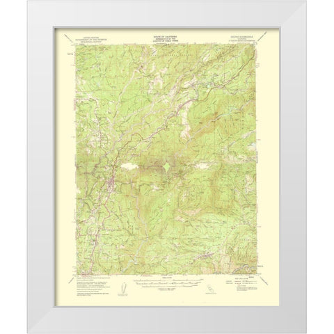 Colfax California Quad - USGS 1961 White Modern Wood Framed Art Print by USGS