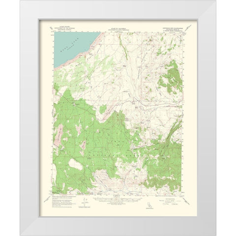 Cowtrack Mountain California Quad - USGS 1964 White Modern Wood Framed Art Print by USGS