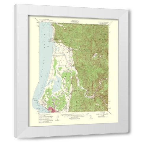 Crescent City California Oregon Quad - USGS 1962 White Modern Wood Framed Art Print by USGS