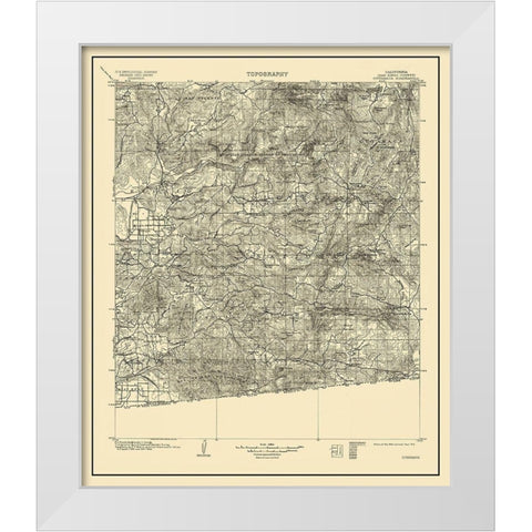 Cuyamaca California Quad - USGS 1903 White Modern Wood Framed Art Print by USGS