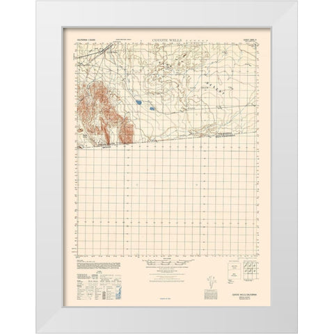 Coyote Wells Sheet - US Army 1944 White Modern Wood Framed Art Print by US Army