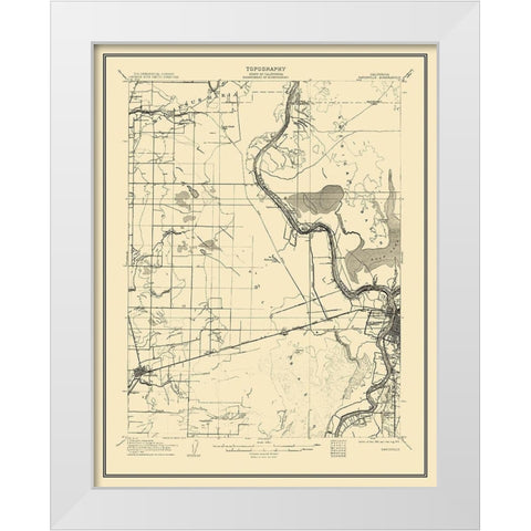 Davisville California Quad - USGS 1907 White Modern Wood Framed Art Print by USGS