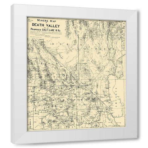Death Valley Miner Salt Lake Railroad CA White Modern Wood Framed Art Print by Crowell