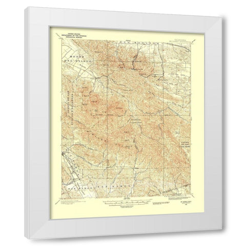 Mt Diablo California Quad - USGS 1896 White Modern Wood Framed Art Print by USGS