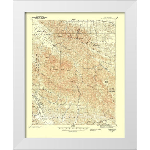Mt Diablo California Quad - USGS 1896 White Modern Wood Framed Art Print by USGS