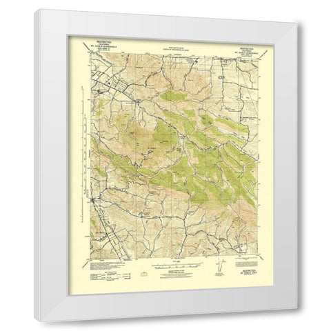 Mt Diablo California Quad - USGS 1943 White Modern Wood Framed Art Print by USGS