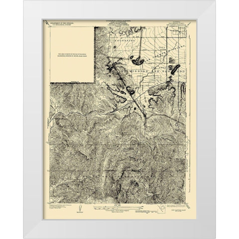 Dry Canyon California Quad - USGS 1932 White Modern Wood Framed Art Print by USGS