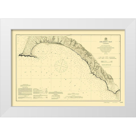 Drakes Bay - USGS 1883 White Modern Wood Framed Art Print by USGS