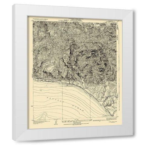 Dume Point California Quad - USGS 1932 White Modern Wood Framed Art Print by USGS