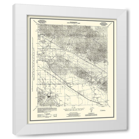 Edom California Quad Grid F - US Army 1944 White Modern Wood Framed Art Print by US Army
