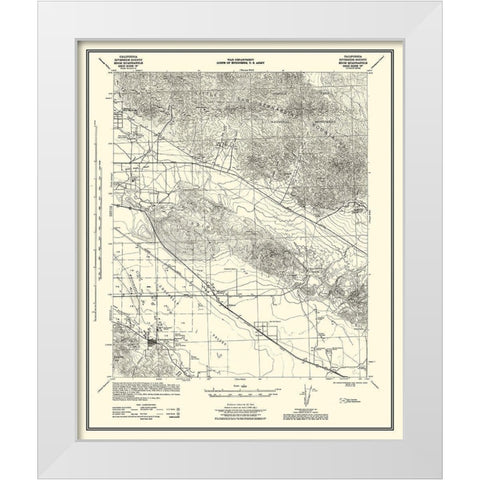 Edom California Quad Grid F - US Army 1944 White Modern Wood Framed Art Print by US Army