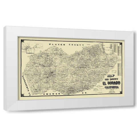 El Dorado California Landowner - Punnett 1895 White Modern Wood Framed Art Print by Punnett