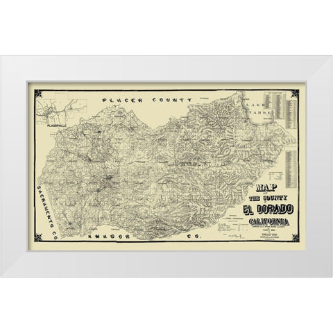 El Dorado California Landowner - Punnett 1895 White Modern Wood Framed Art Print by Punnett