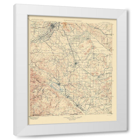 Elsinore California Quad - USGS 1901 White Modern Wood Framed Art Print by USGS