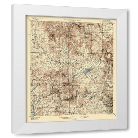 Escondido California Quad - USGS 1901 White Modern Wood Framed Art Print by USGS