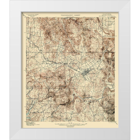 Escondido California Quad - USGS 1901 White Modern Wood Framed Art Print by USGS
