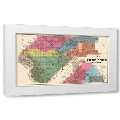 Fresno California - Thompson 1891 White Modern Wood Framed Art Print by Thompson