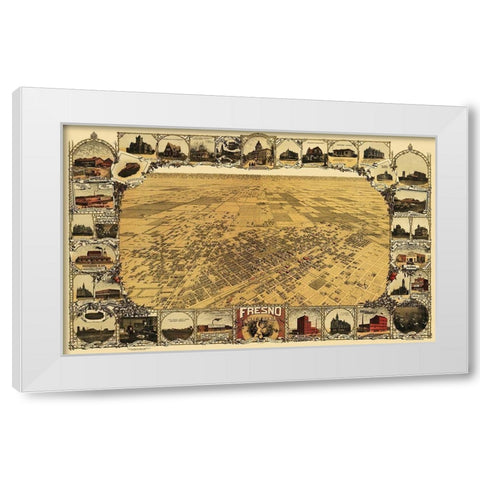 Fresno California - Klein 1901 White Modern Wood Framed Art Print by Klein