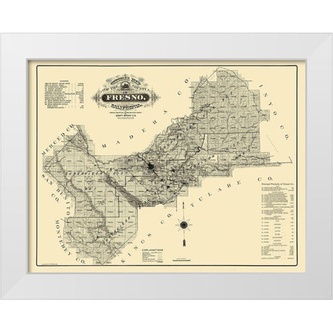 Fresno California - McKay 1914 White Modern Wood Framed Art Print by McKay