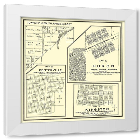 Huron, Kingston, Centerville California Landowner White Modern Wood Framed Art Print by Thomas