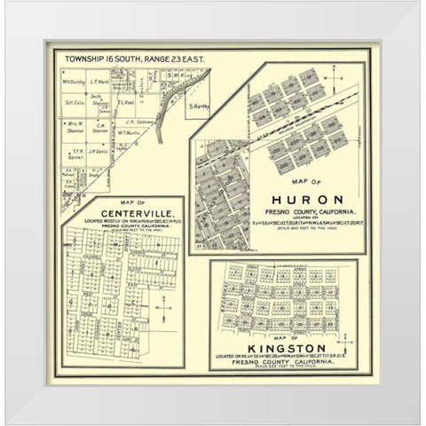 Huron, Kingston, Centerville California Landowner White Modern Wood Framed Art Print by Thomas