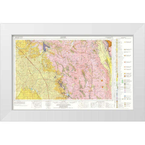 Geologic California Fresno Sheet - Matthews 1961 White Modern Wood Framed Art Print by Matthews