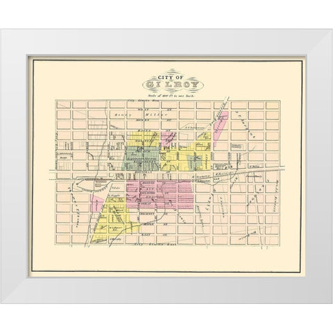 Gilroy California Landowner - Thomas 1876 White Modern Wood Framed Art Print by Thomas
