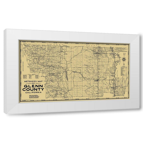 Glenn California - Metsker 1936 White Modern Wood Framed Art Print by Metsker