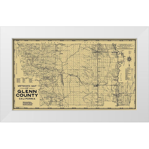 Glenn California - Metsker 1936 White Modern Wood Framed Art Print by Metsker