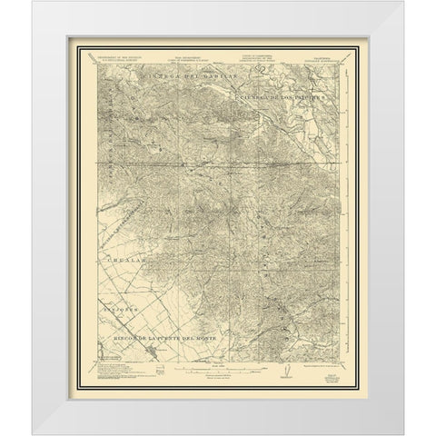 Gonzales California Quad - USGS 1921 White Modern Wood Framed Art Print by USGS