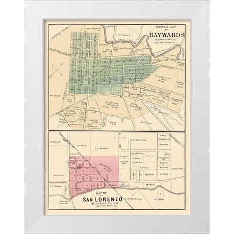 Haywards, San Lorenzo California Landowner White Modern Wood Framed Art Print by Thompson