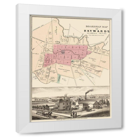 Haywards California Landowner - Boardman 1878 White Modern Wood Framed Art Print by Boardman
