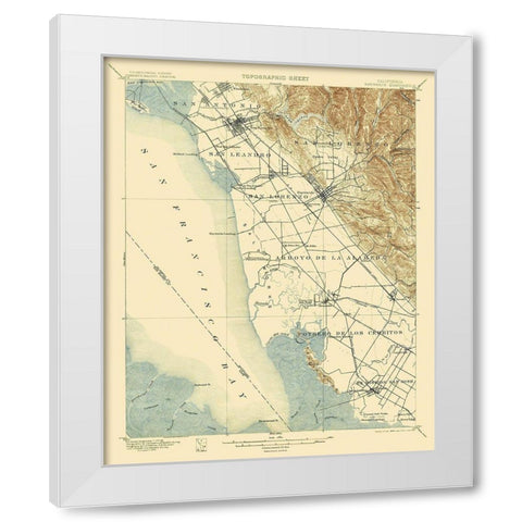 Haywards California Quad - USGS 1899 White Modern Wood Framed Art Print by USGS