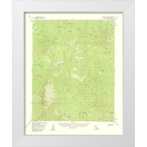 Hockett Peak California Quad - USGS 1962 White Modern Wood Framed Art Print by USGS