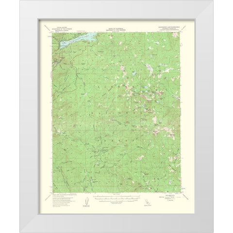 Huntington Lake California Quad - USGS 1963 White Modern Wood Framed Art Print by USGS