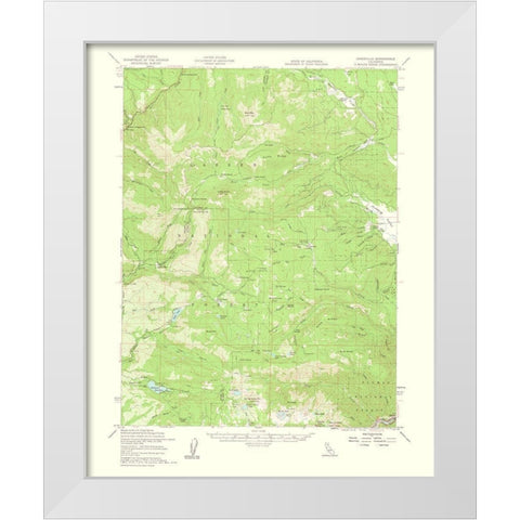 Jonesville California Quad - USGS 1963 White Modern Wood Framed Art Print by USGS