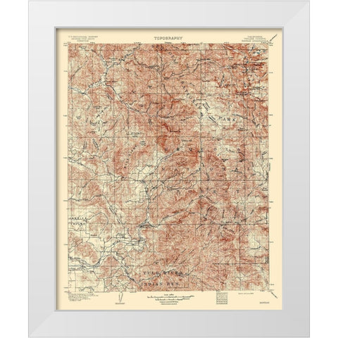 Kaweah California Quad - USGS 1909 White Modern Wood Framed Art Print by USGS