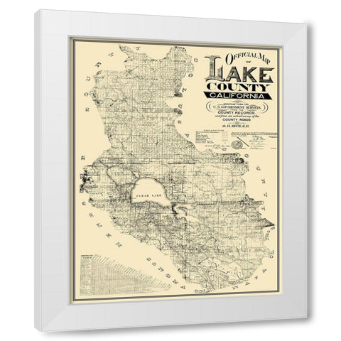 Lake California Landowner - Rice 1892 White Modern Wood Framed Art Print by Rice
