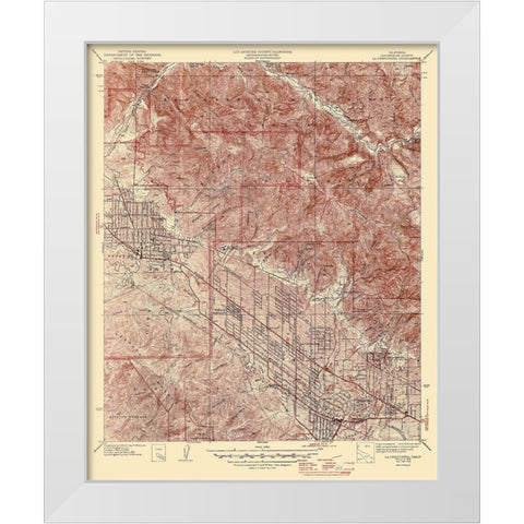 La Crescenta California Quad - USGS 1939 White Modern Wood Framed Art Print by USGS