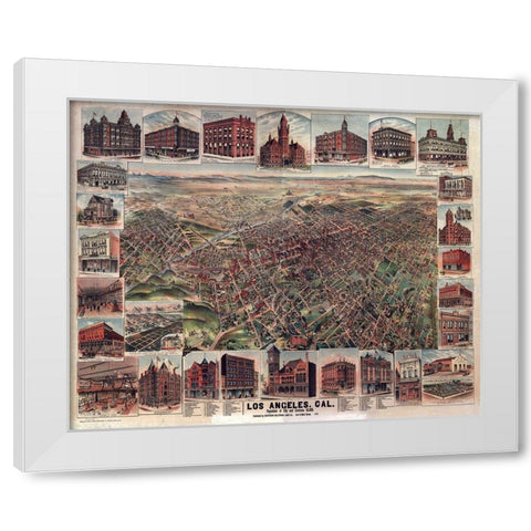 Los Angeles California - 1891 White Modern Wood Framed Art Print by Unknown