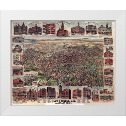 Los Angeles California - 1891 White Modern Wood Framed Art Print by Unknown