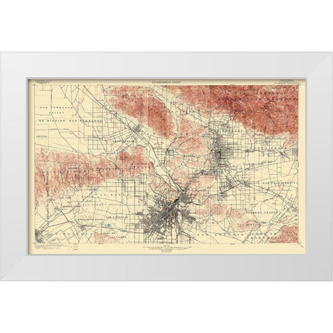 Los Angeles California Quad - USGS 1900 White Modern Wood Framed Art Print by USGS