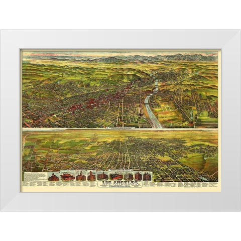Los Angeles California - Pierce 1894 White Modern Wood Framed Art Print by Pierce