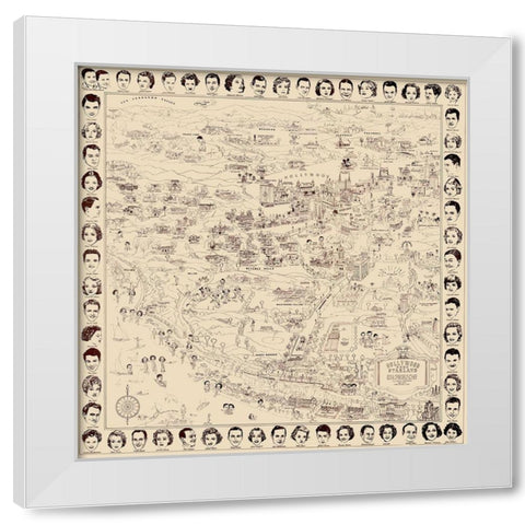 Los Angeles California - Boggs 1937 White Modern Wood Framed Art Print by Boggs