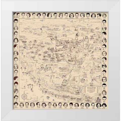 Los Angeles California - Boggs 1937 White Modern Wood Framed Art Print by Boggs