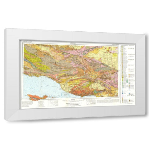 Geologic California Los Angeles Sheet White Modern Wood Framed Art Print by Jennings