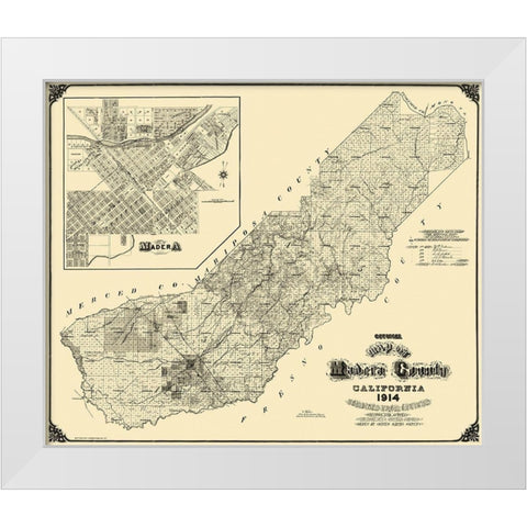 Madera California Landowner - Smith 1914 White Modern Wood Framed Art Print by Smith
