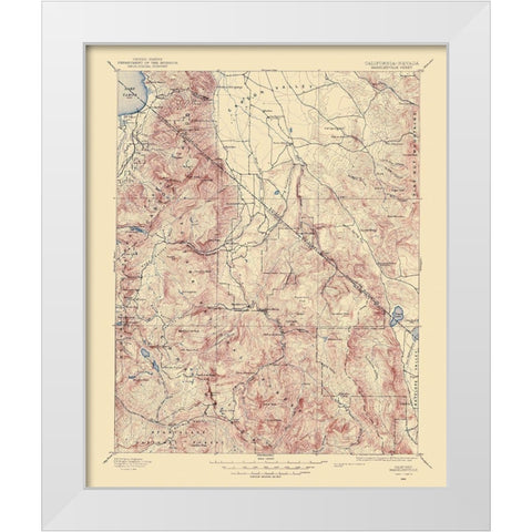 Markleeville California Nevada Sheet - USGS 1889 White Modern Wood Framed Art Print by USGS